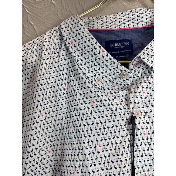 Geometrix By Drill Mens Flamingo Short Sleeve Button Down‎ Shirt Size 3XL NWT - Picture 3 of 7